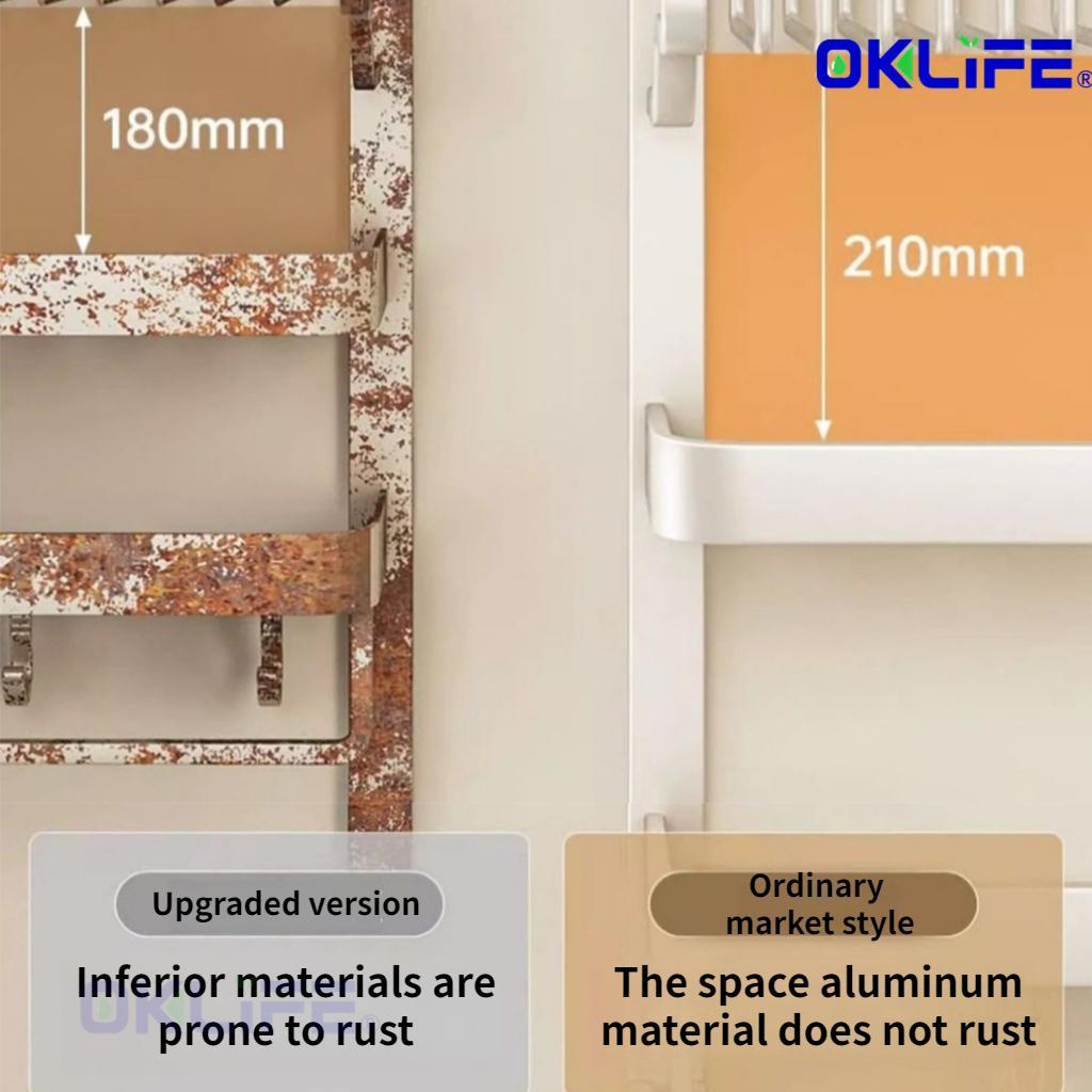 Space aluminum towel rack no-drill bathroom shelf restroom storage rack view 8