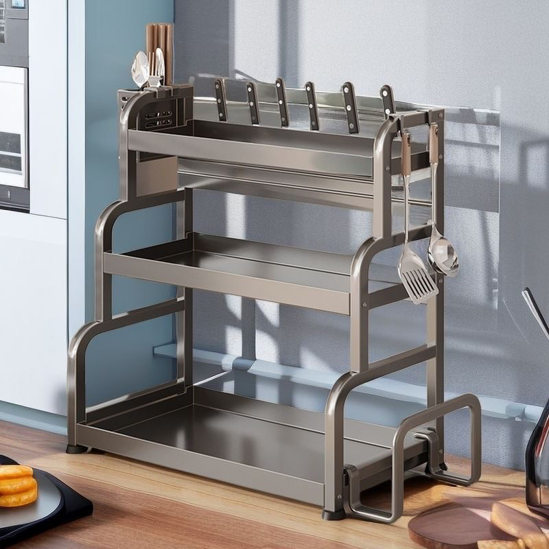 Kitchen Spice Rack Knife Holder Countertop Multi-Functional Seasoning ...