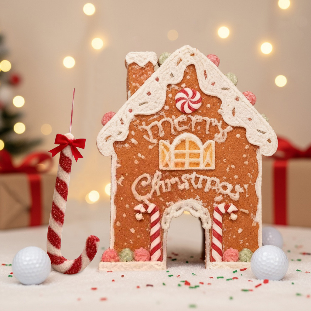 Christmas Gingerbread House Golf Kit W/Candy Cane Club & Ball ...