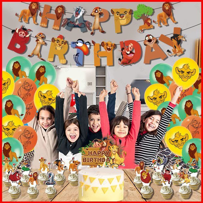 Simba Lion King Theme kids birthday party decorations banner cake ...