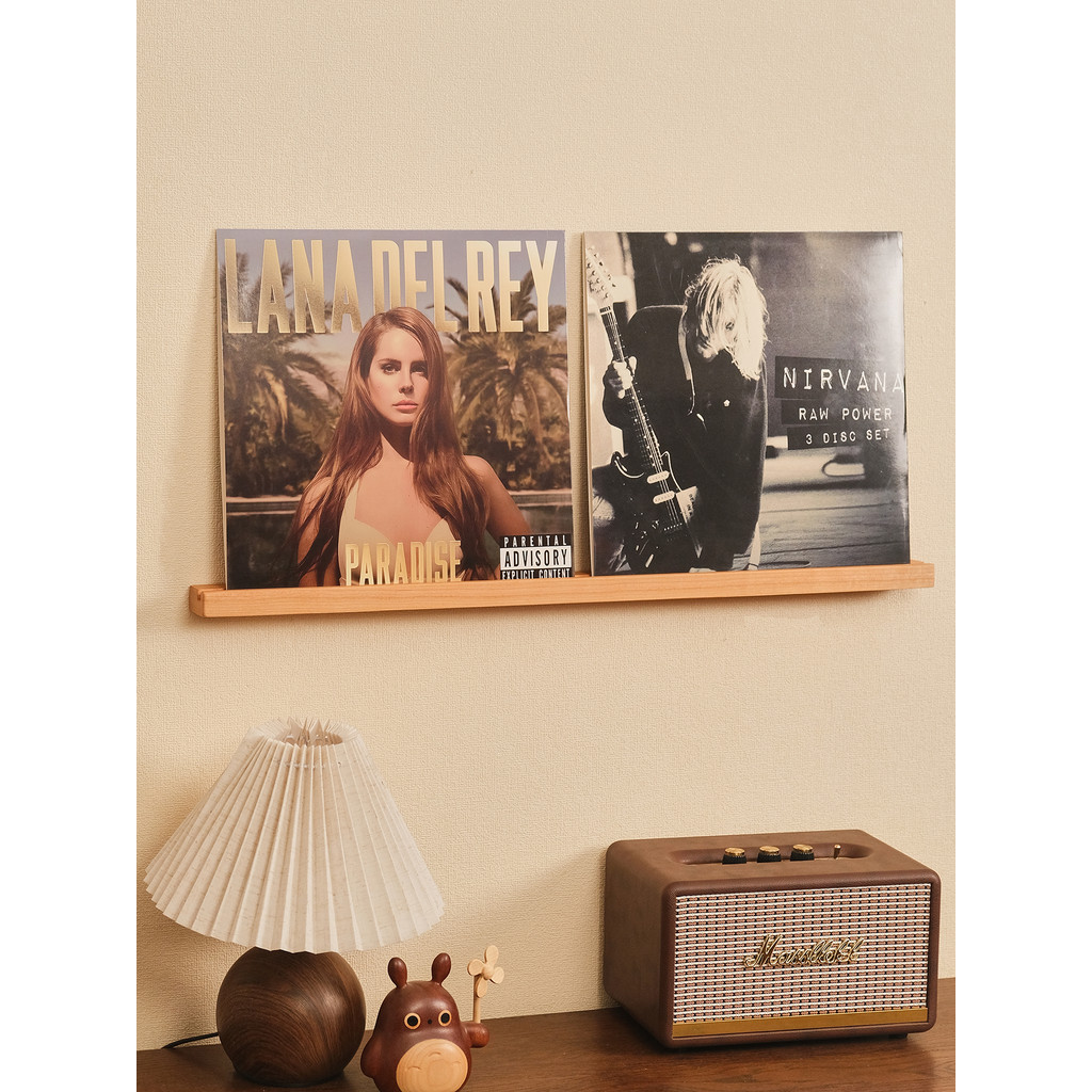 Solid Wood Record Storage Rack Vinyl Record Rack Wall-Mounted Album ...