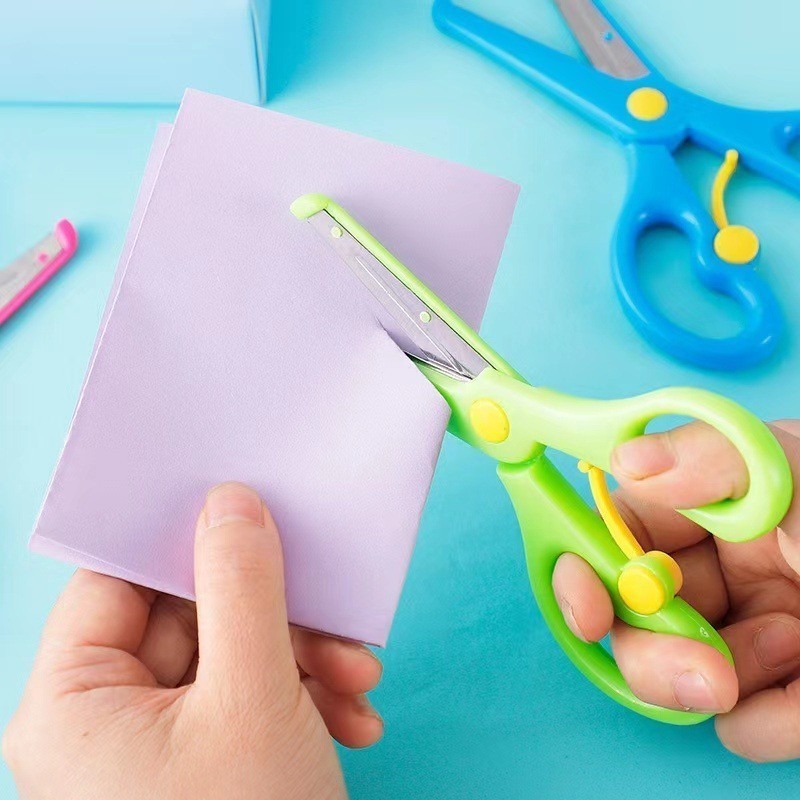 POPmaker shop Gunting Anak dengan Pelindung - Gunting Kertas Mini Warna-Warni, Aman & Nyaman H603 COD - Gambar 3