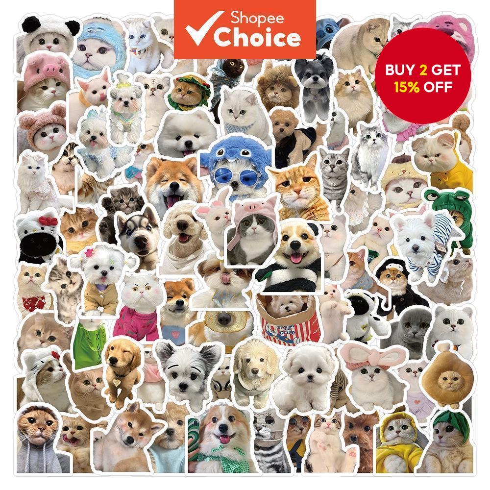 200/100PCS Funny Cute Pets Puppy Kitten Stickers For Luggage Phone Case ...