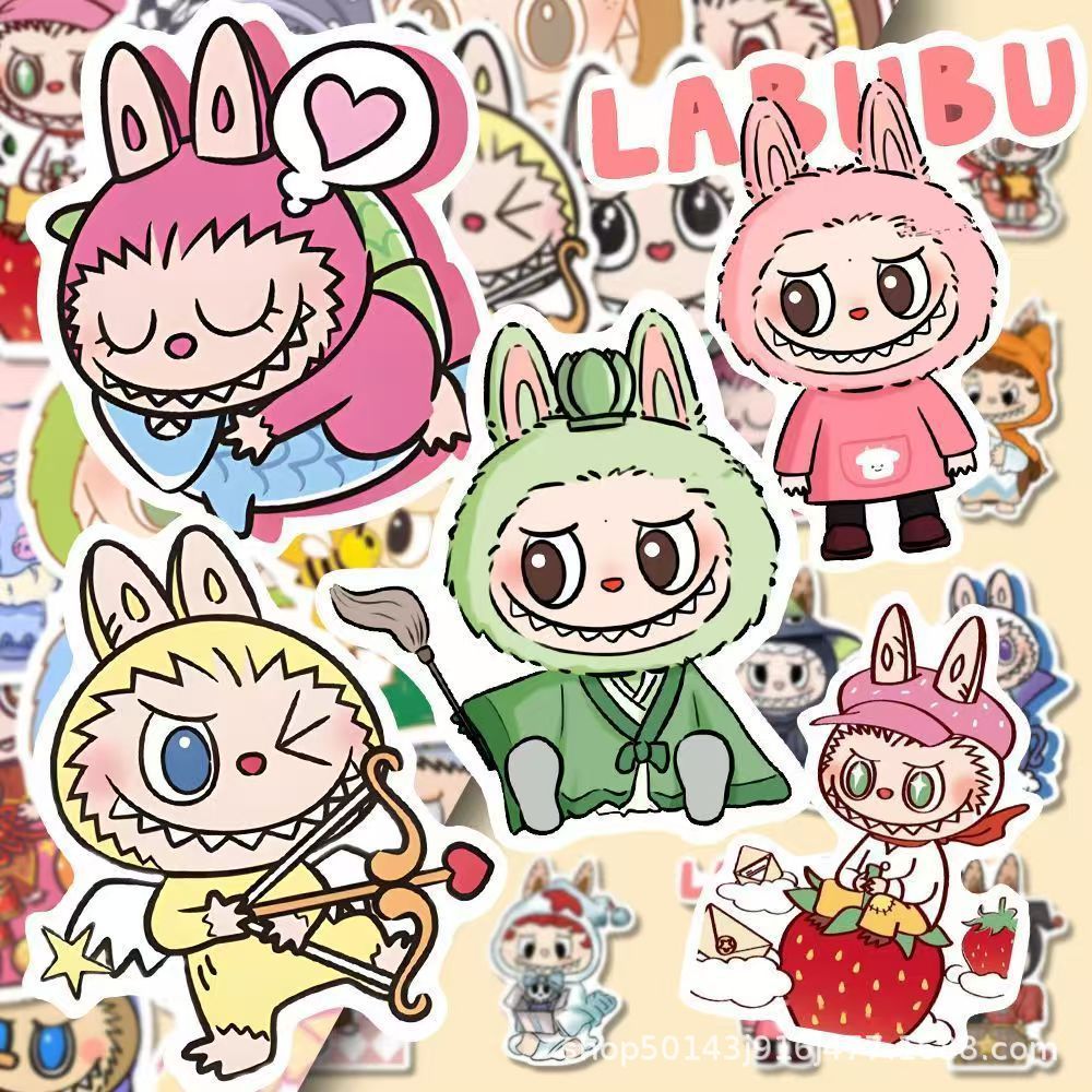 80Zhang labubu 2D Cartoon Stickers Creative Cute Labubu Merchandise diy ...