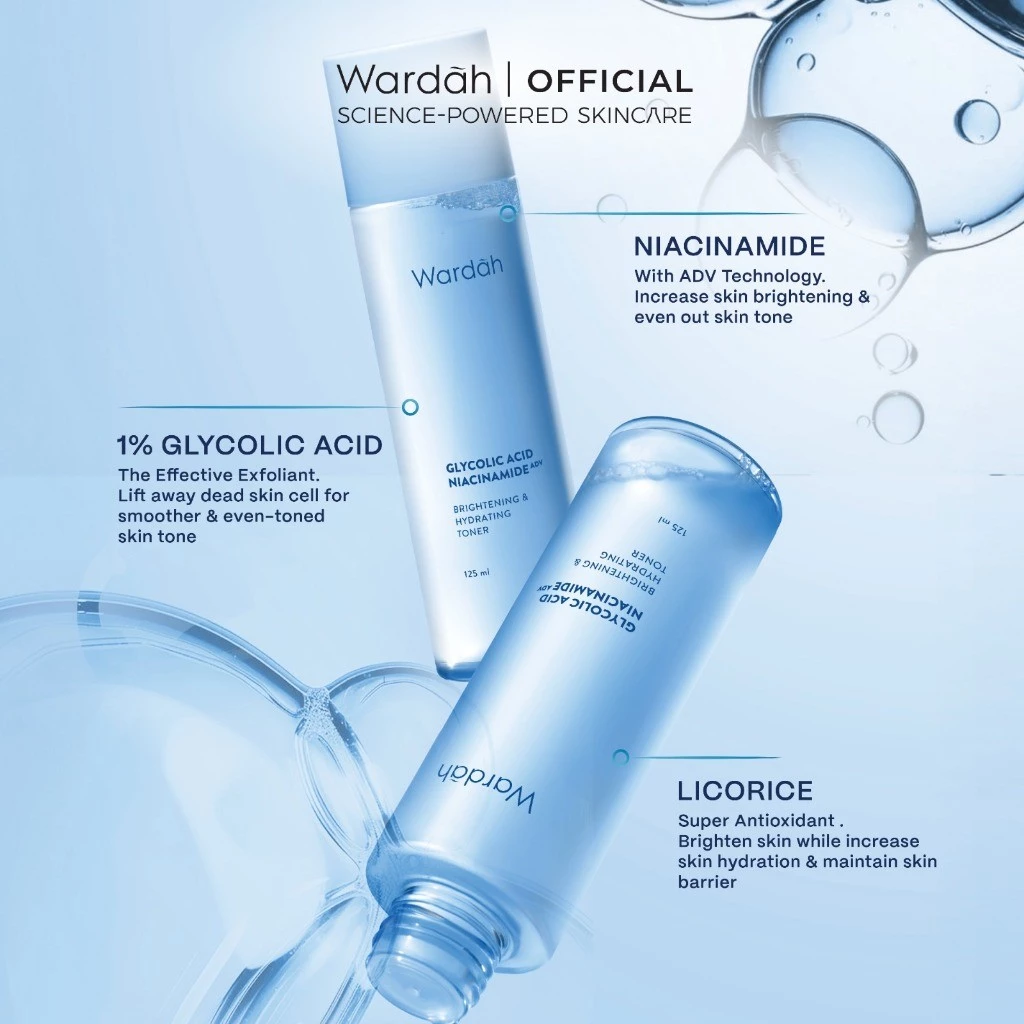 Wardah Lightening Glycolic Acid Niacinamide ADV Brightening Hydrating Face Toner 125 ml - Formula pH balance, Mencerahkan dengan Advanced Niacinamide, Brightenins, Lembab, Glowing, Hirasi Kulit, Lightweight - Skincare - Gambar 3