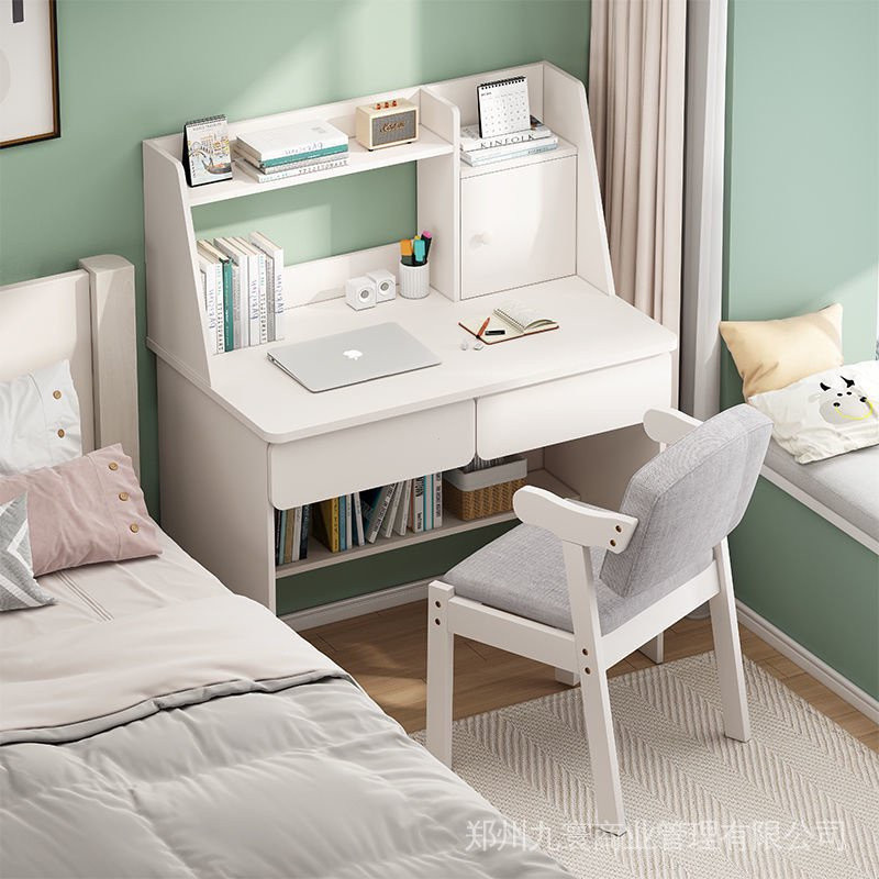 Study Table Computer Desk With Drawers And Boohelf Desktop Solid Wood ...