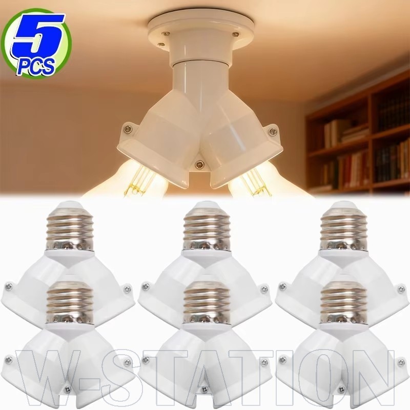 5-1Pcs 2 In 1 Double E27 Socket Base - E27 Conversion Head Bulb Socket ...