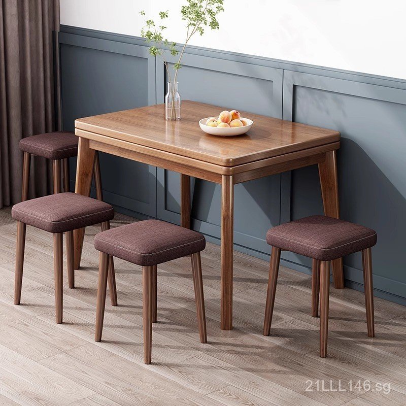 Solid Wood Leg Dining Table for Rental Apartments, Small Household and ...
