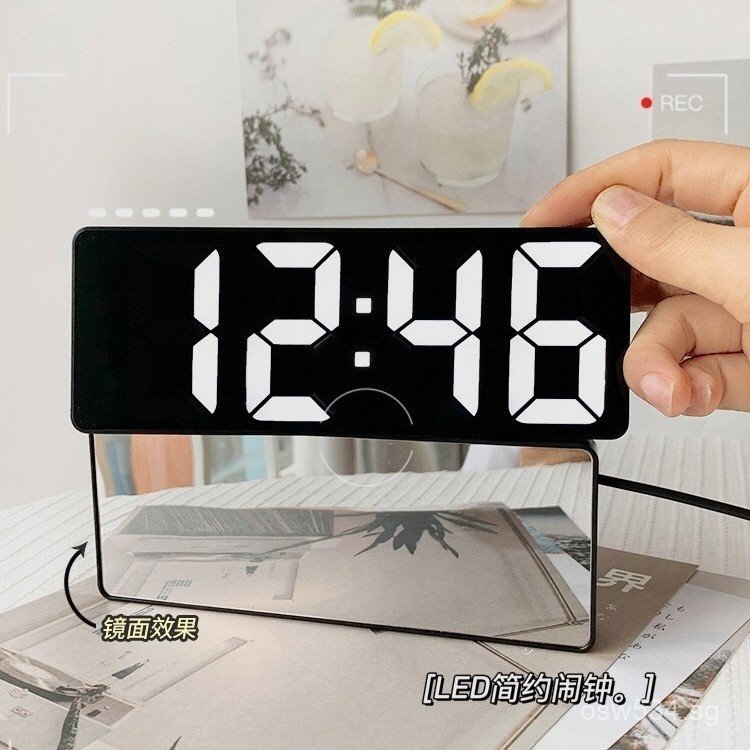 led Ultra-Slim Clock Mirror Surface Ornament Tabletop Student Clock ...