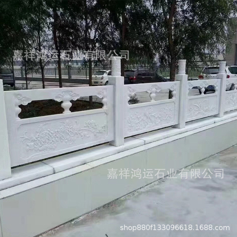 White Marble Carved Railing River Bridge Stone Guardrail Scenic Area ...