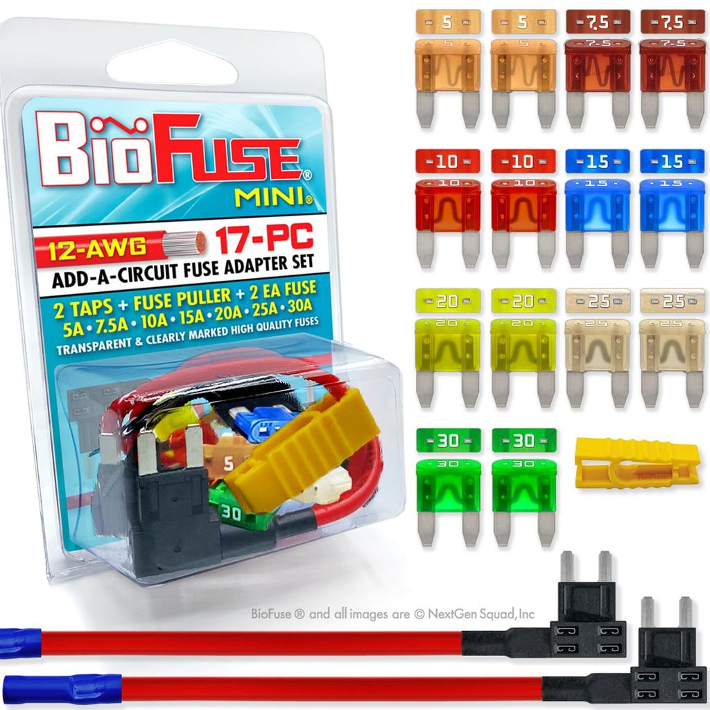 12 AWG Mini APM ATM 17 Piece Automotive Car Fuse Assortment and Holders ...