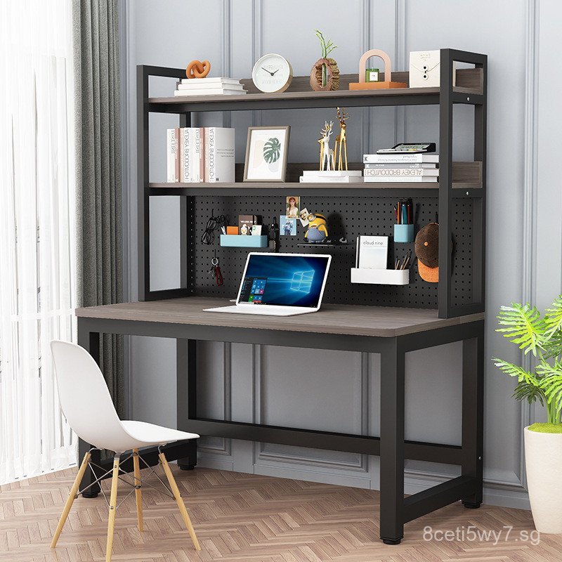 Computer Desk Desktop Home Use Double Desk Bookshelf Combination Small ...