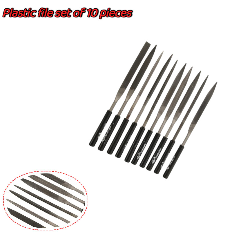 10 Pieces of Mixed Small File Set Plastic Handle Shaping Triangular ...