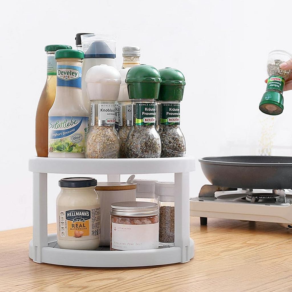 Lazy Susan Organizer, 2 Tier Non Skid Spice Rack Turntable,360 Degree ...