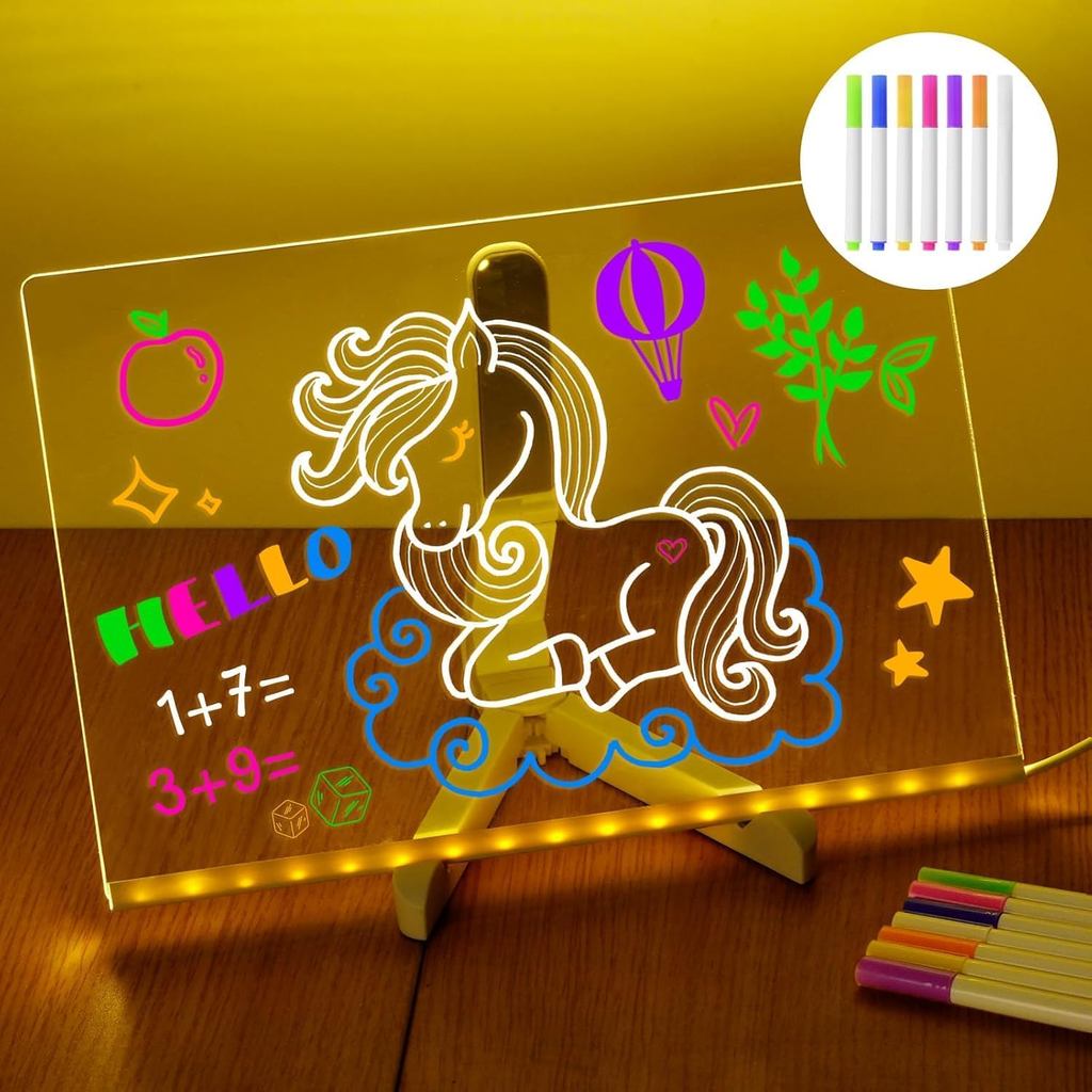 LED Note Board with Colors 11.8 X 7.9”, Acrylic Dry Erase Board with ...