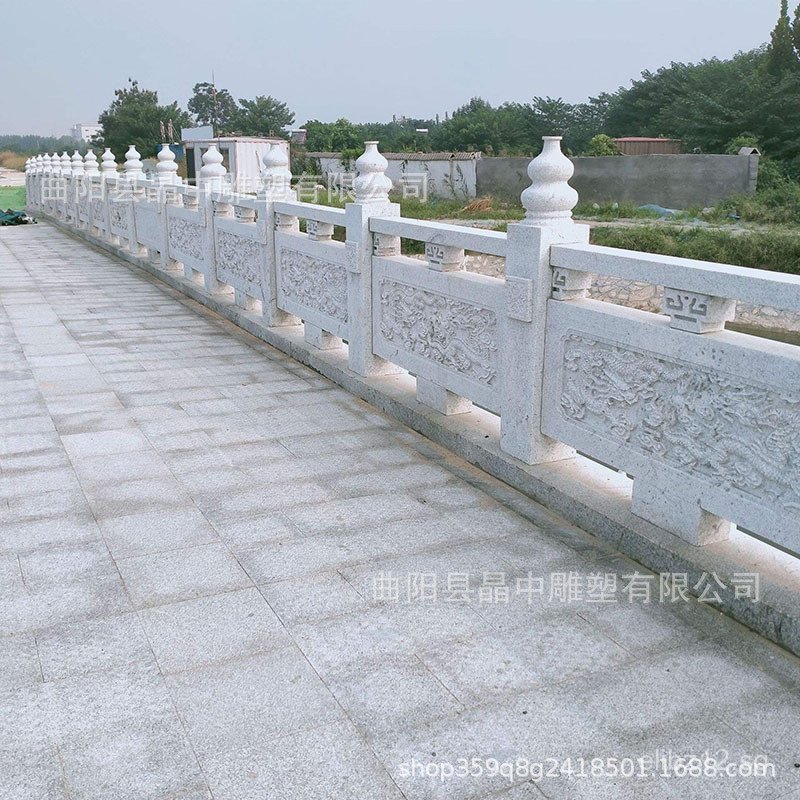 Stone Carving White Marble Stone Railing Guardrail Flag Raising ...