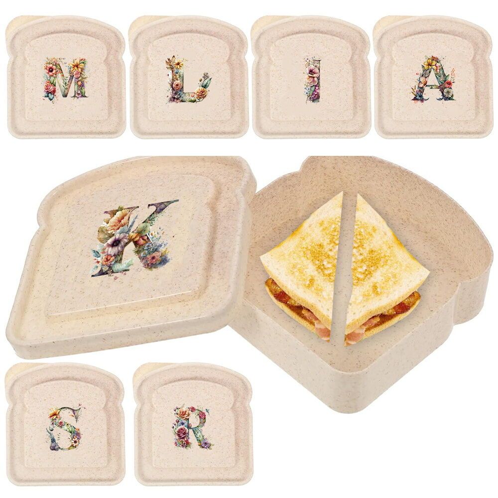 Student Lunch Box Printed With Floral Letters Picnic Gift Bento Bread ...