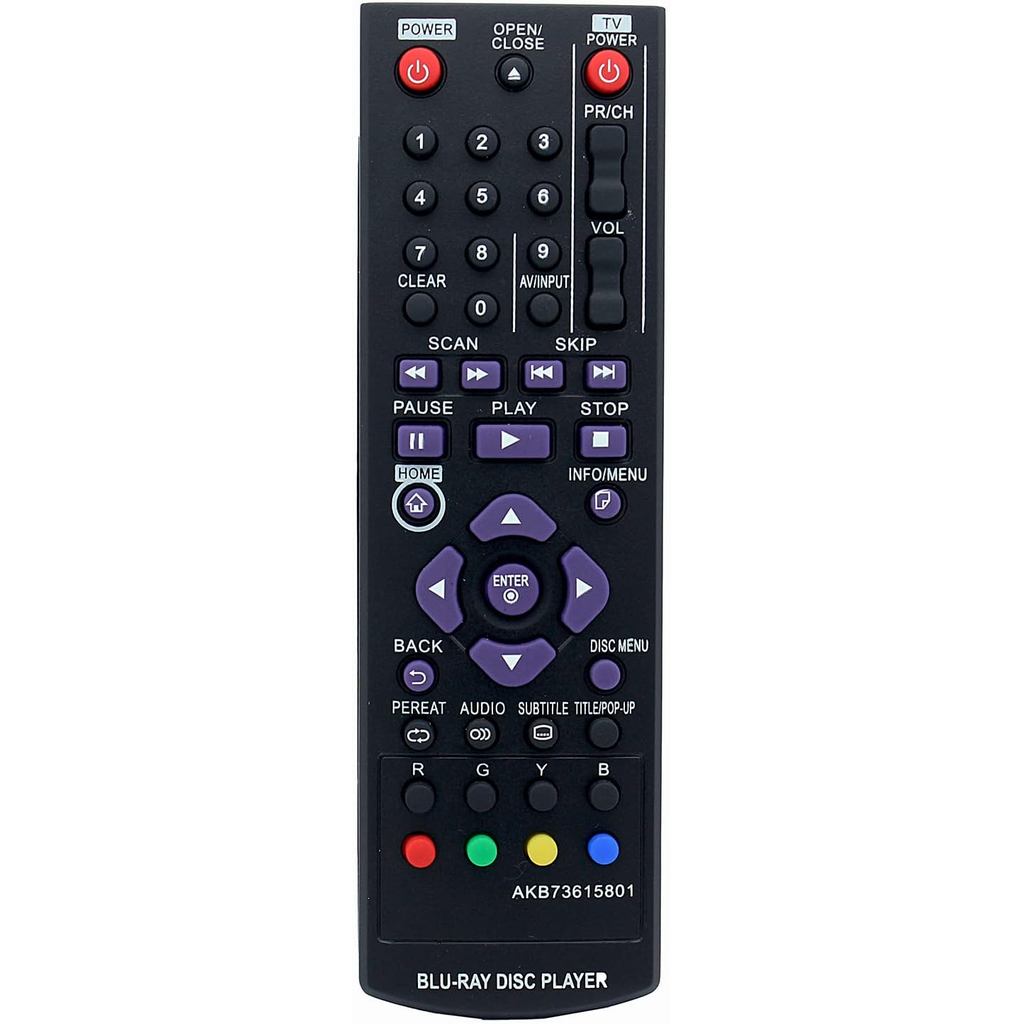 AKB73615801 Remote Control Replacement for LG Blu-ray DVD Disc Player ...