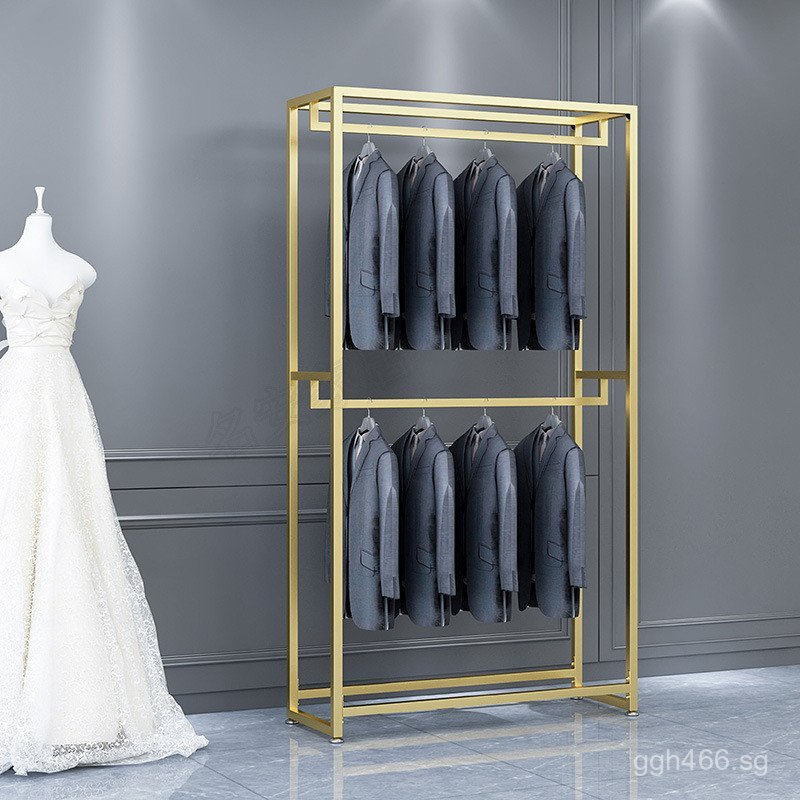 Double-Layer Floor-Standing Suit Rack Luxury Display Rack Clothing Rack ...