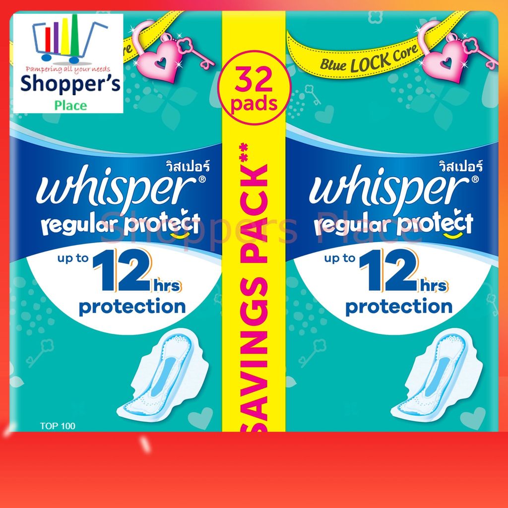 Whisper Sanitary Pads Regular Flow Wings 23cm-Regular Protect Pink 32s ...
