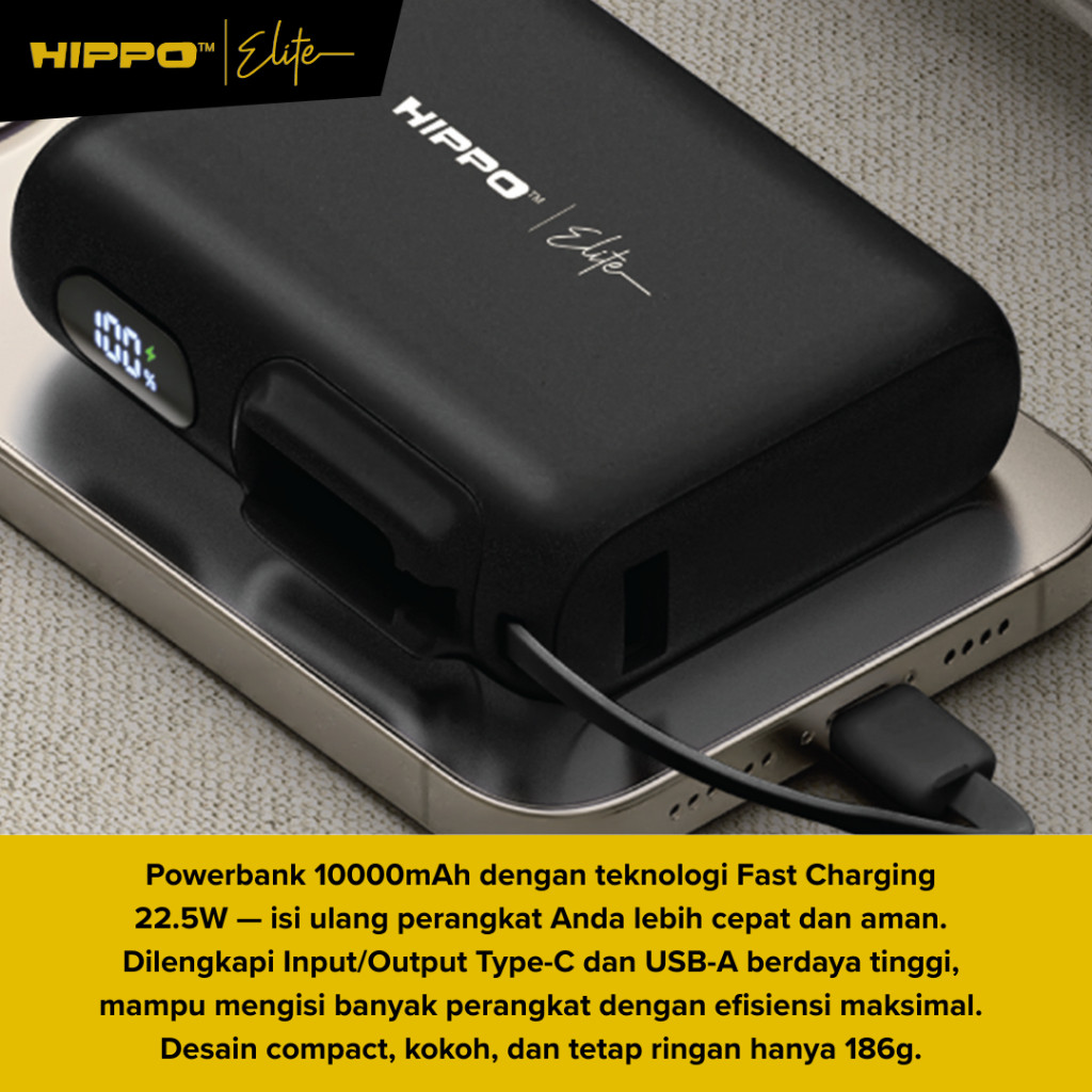 [CCC Certified] Hippo Elite Powerbank Pearl 5000mAh / 10000mAh / Dock Only / Full 1 Set PD 22,5W Power Delivery - Gambar 4
