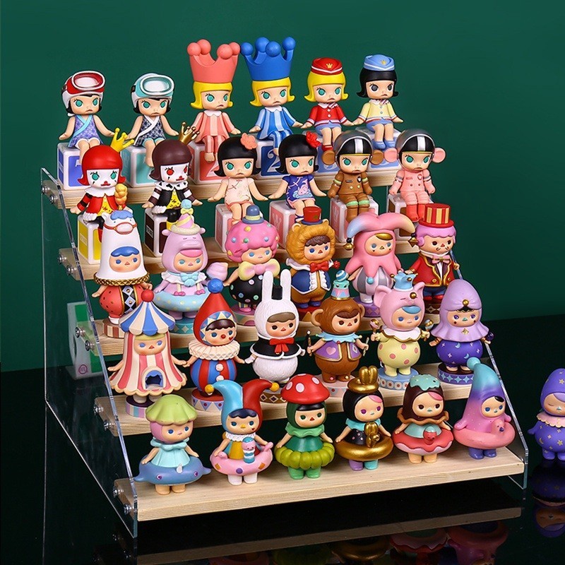 3/4/5layer Ladder Acrylic Display Rack Wooden Cosmetics Action Figures ...