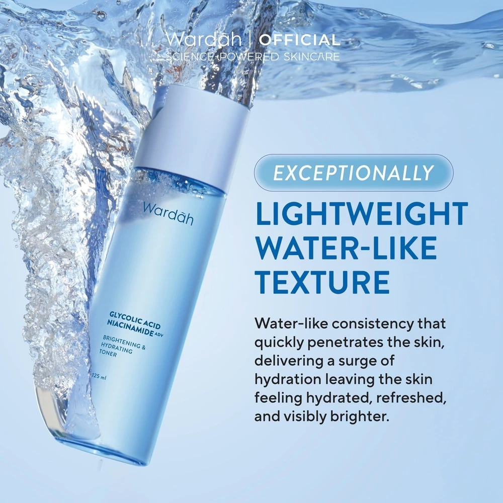 Wardah Lightening Glycolic Acid Niacinamide ADV Brightening Hydrating Face Toner 125 ml - Formula pH balance, Mencerahkan dengan Advanced Niacinamide, Brightenins, Lembab, Glowing, Hirasi Kulit, Lightweight - Skincare - Gambar 4