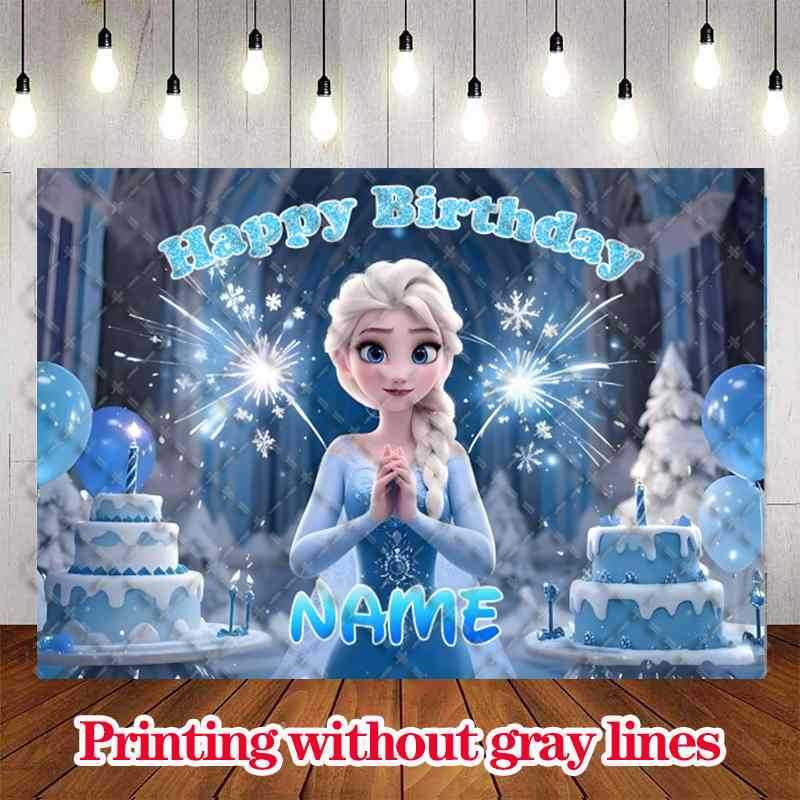 Princess Elsa with Party Birthday Cake Backdrop For Photography Baby ...