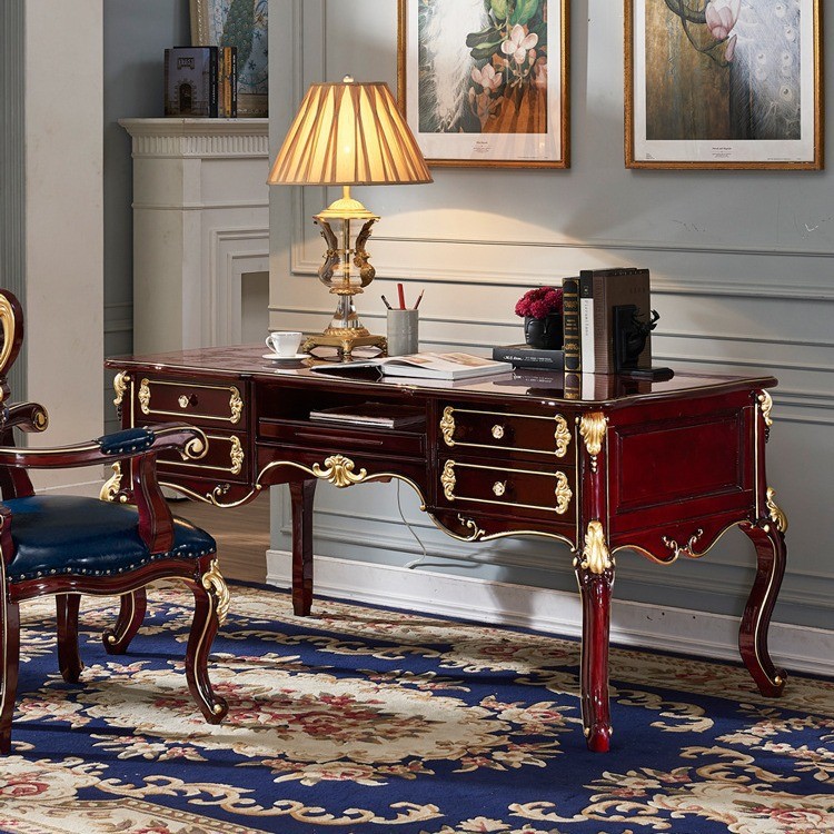 European Style Desk Red Sandalwood Color Simple Solid Wood Bedroom ...