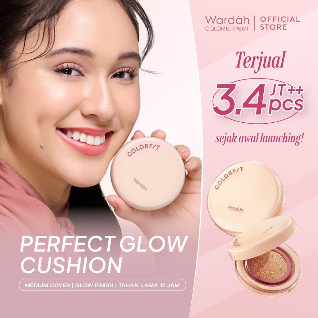 [SPECIAL LIVE STREAMING] Wardah Colorfit Perfect Glow Cushion 15 g - Medium-High Coverage Hingga 12 Jam Dengan SPF 40 PA - Dilengkapi Dengan Glow Perfecting Pigment & Skincare-infused CICA + Hydra B-Glucan - Hasil Akhir Glowing - Makeup
