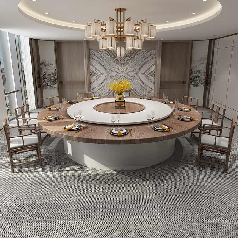 Solid Wood Electric Large Dining Table New Chinese Style Restaurant ...