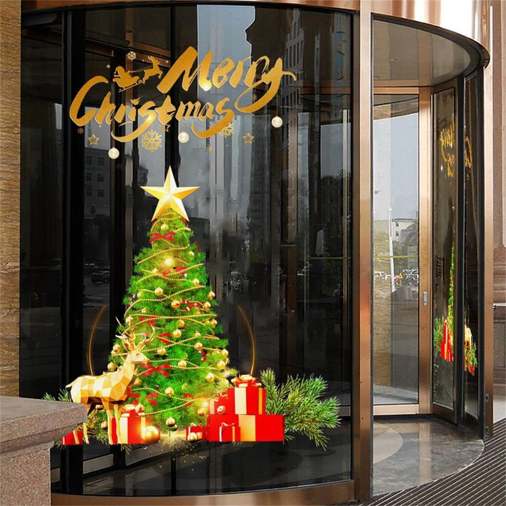 Christmas Tree Window Clings Stickers for Glass, Removable DIY Static ...