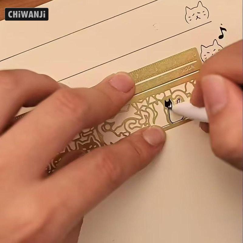 CHiWANji Cat Print Template Ruler Multifunctional Ruler Cat Silhouette ...