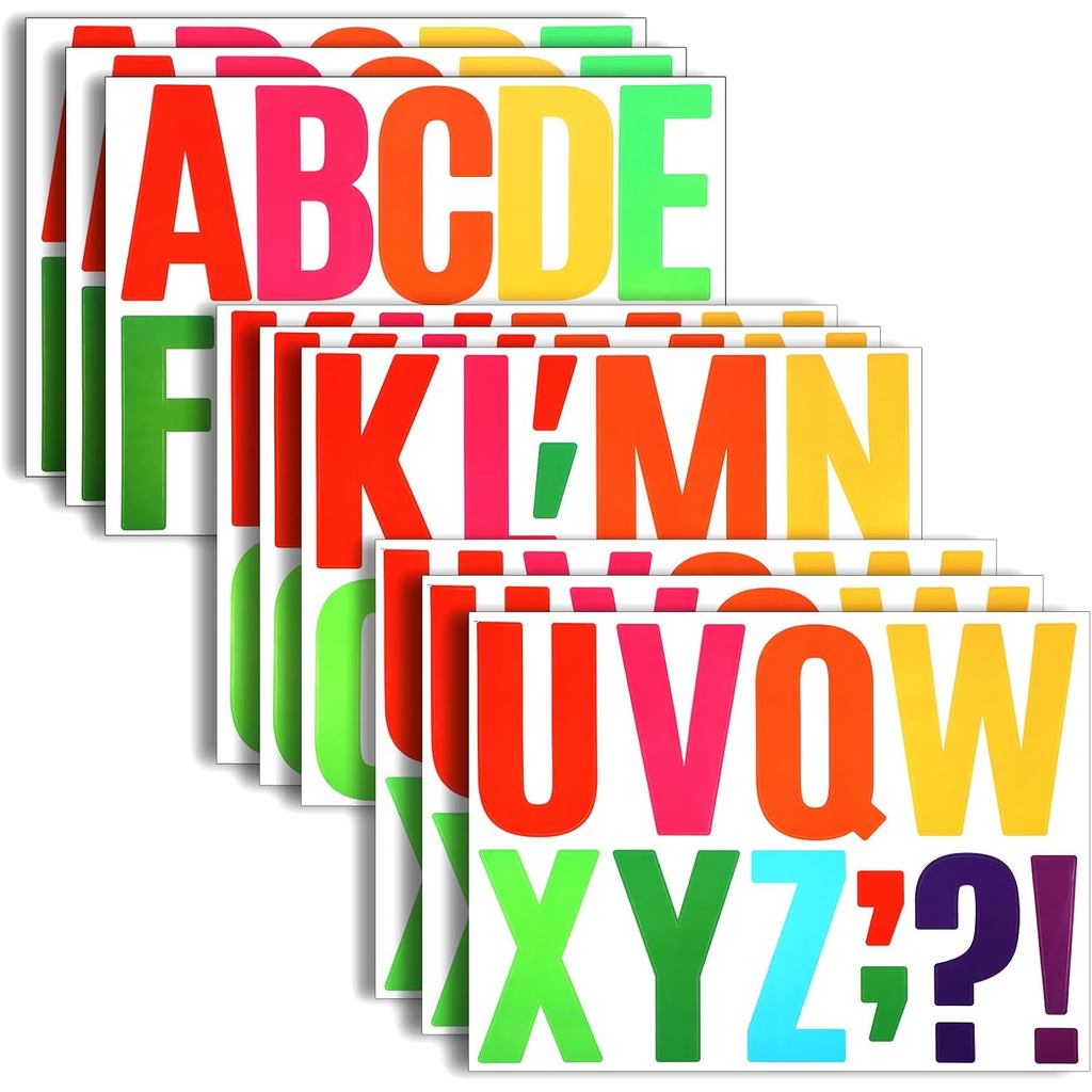 4 Inch 9 Sheet Colorful Vinyl Letter Stickers, 108 PCS Large Letter ...
