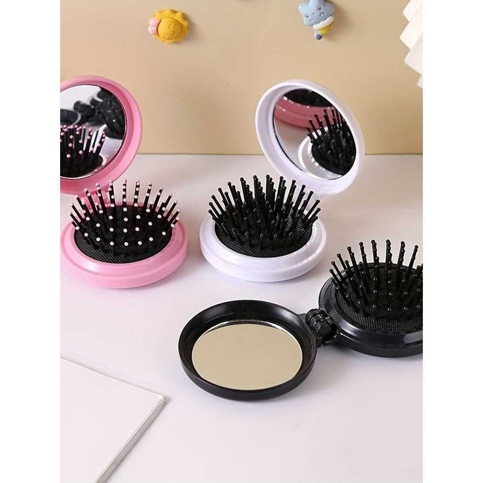POPmaker Sisir Rambut Lipat 2in1 Dengan Cermin - Gambar 2
