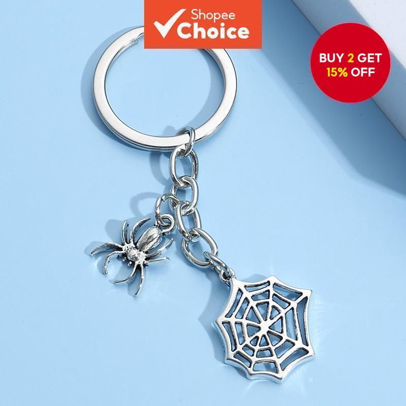 Spider Web Keychain | Gothic Alloy Key Ring for Halloween Gifts, DIY ...