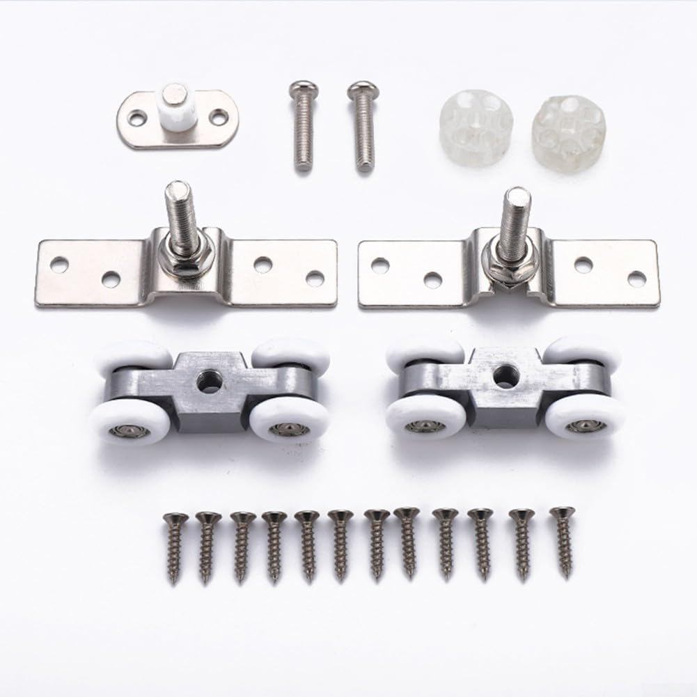 4-Wheel Metal Sliding Track Pocket Door Roller Wheel Set Hanger Ball ...