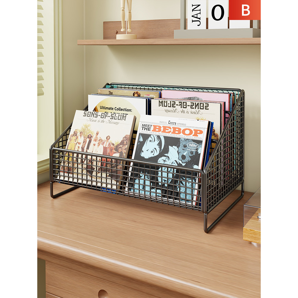 Vinyl Record Storage Rack Bookshelf CD Desktop Magazine Bookend Display ...