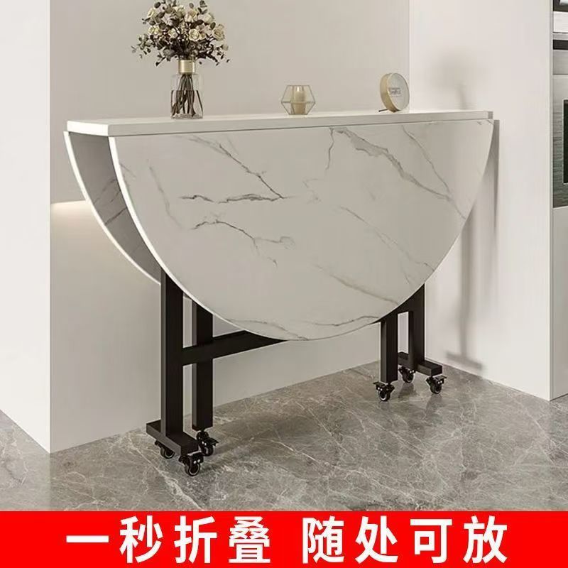 Folding Round Table for Home Living Room, Large Round Table, Movable ...