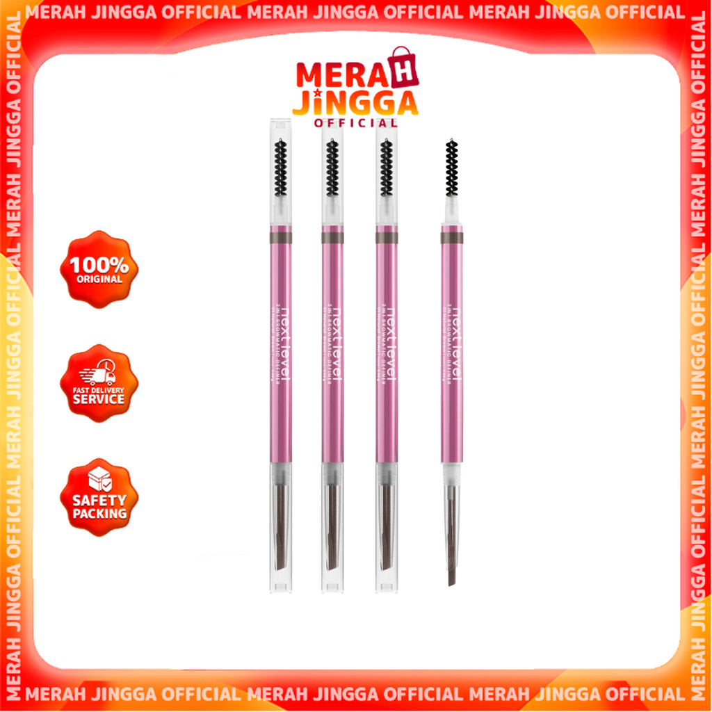 Hanasui Next Level 2 in 1 Browmatic Definer 0.06 gr Waterproof Sweatproof Pigmented / Merah Jingga Official