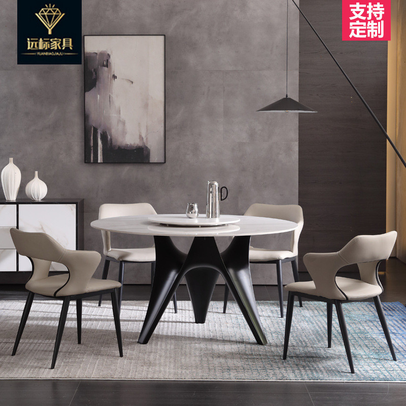 Nordic Marble Round Dining Table and Chair Set Modern Simple Round ...