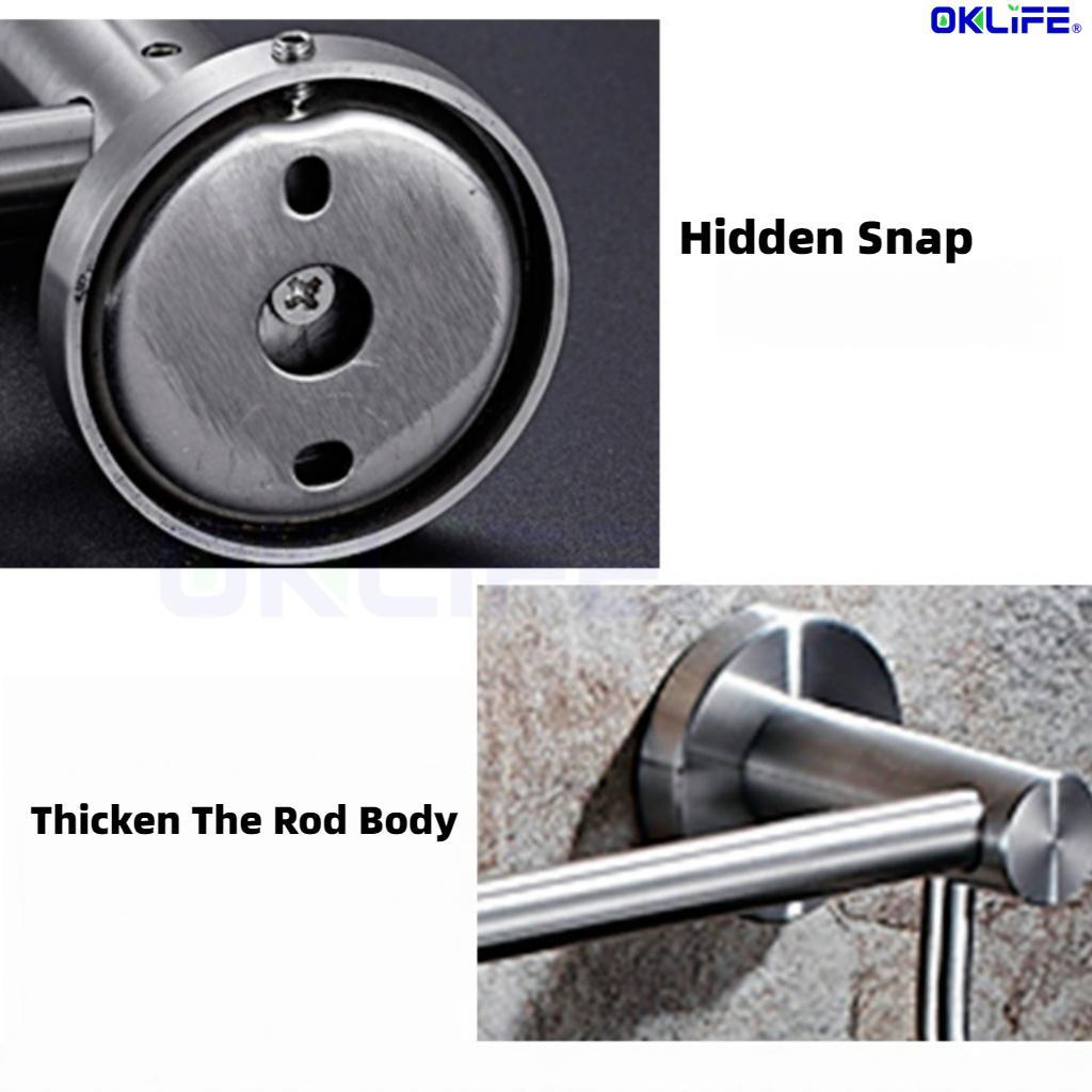 304 Stainless Steel Wall-Mounted Bathroom Towel Rack with Storage Shelf view 8