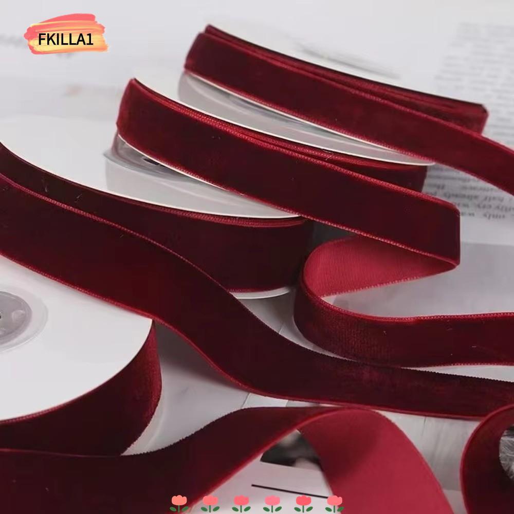 FKILLAONE Velvet Ribbon, 5 Yards/Roll Single-Sided Gift Wrapping Ribbon ...