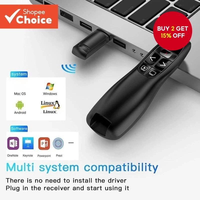 USB Wireless Presenter Red Laser Pen Pointer 2.4Ghz PPT Remote with ...