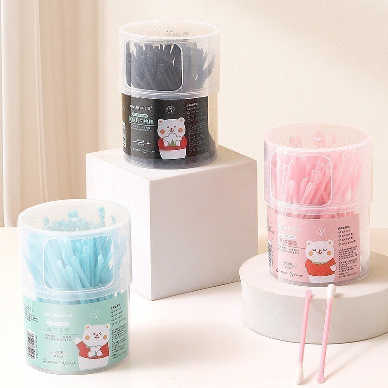 POPmaker H903 Cotton Bud 2in1 100pcs Lembut Aman - Gambar 2