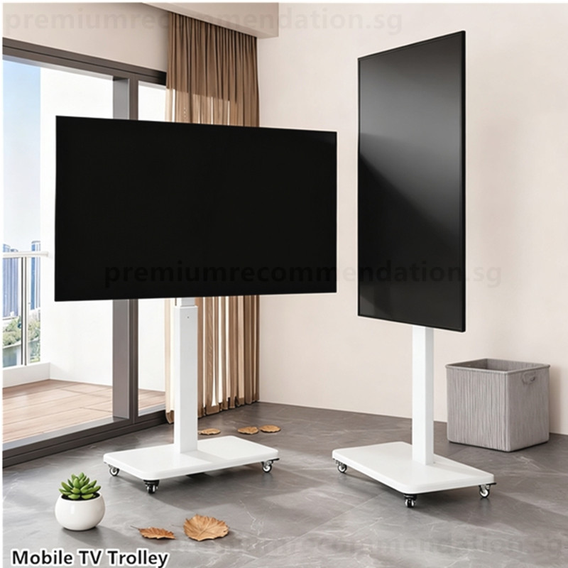 Universal TV Stand with Wheels Height Adjustable Bracket Standing ...