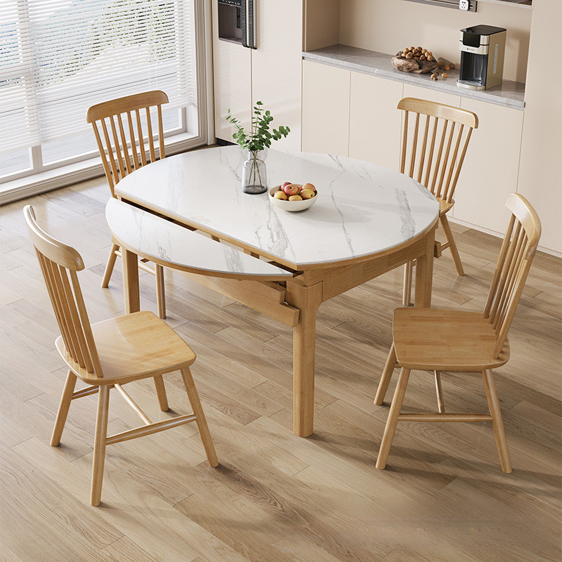Rock Board Dining Table Chair Combination Folding Telescopic Round ...