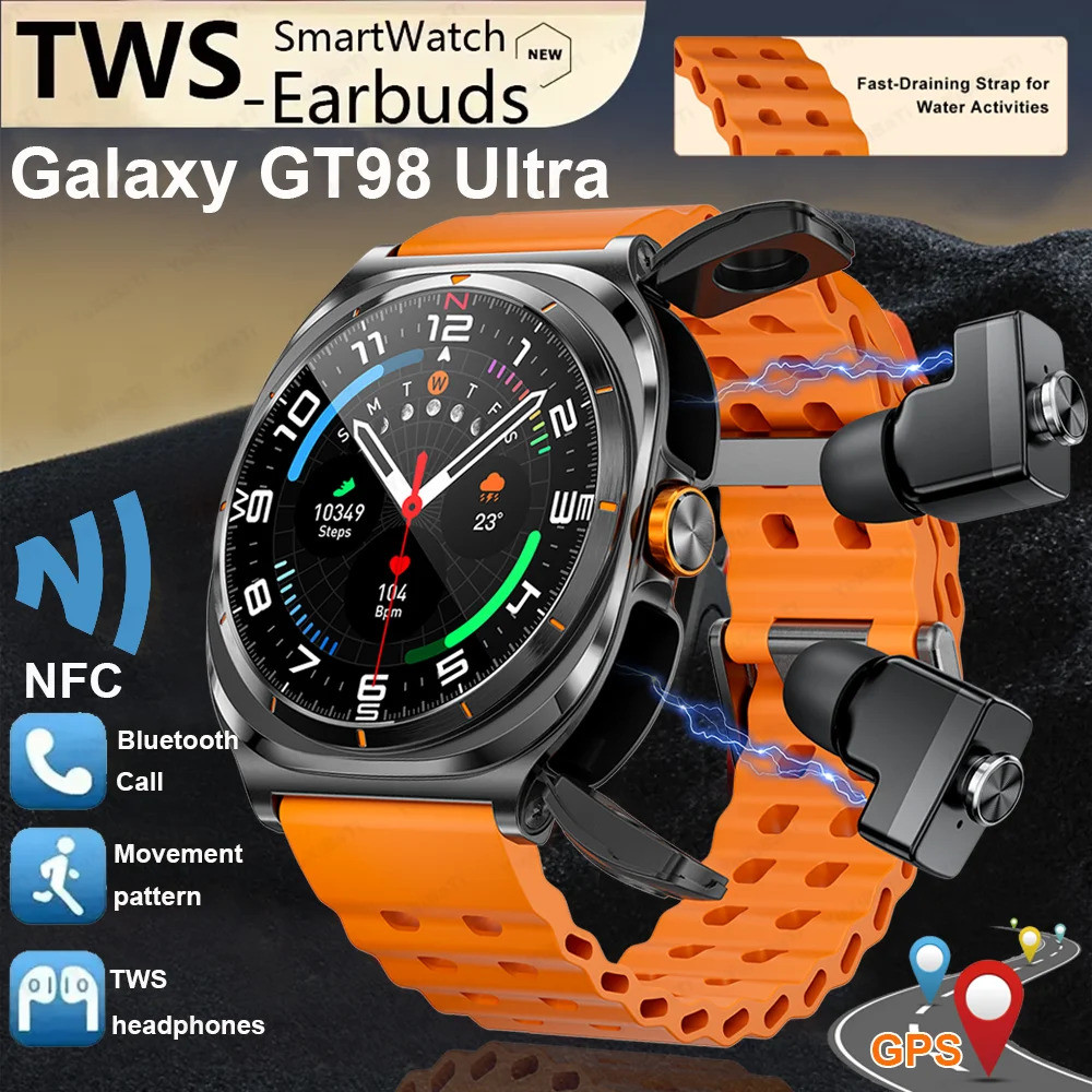 2025 New Galaxy Gt98 Ultra Smart Watch Men Tws Headset 2 In 1 Nfc 1 ...