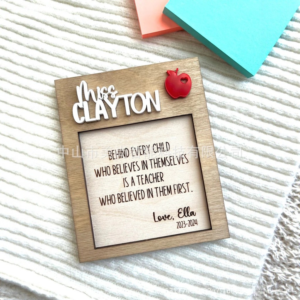 Wooden Personalized Creative Teacher Notepad Stand Notes Desk Desktop ...