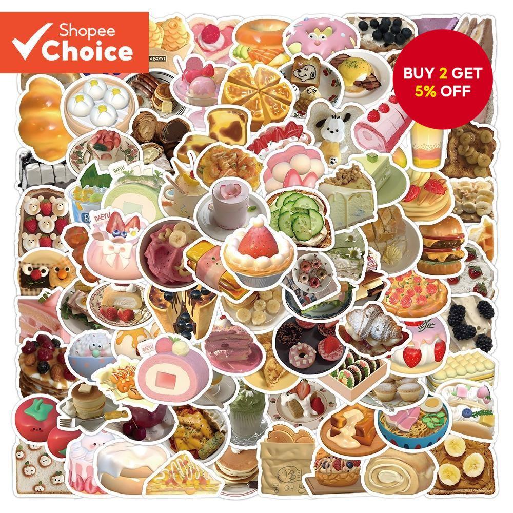 200/100PCS Realistic Food Dessert Cake Graffiti Stickers For Helmet ...